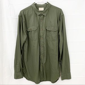 Jachs Long Sleeve Button down Olive Green Shirt